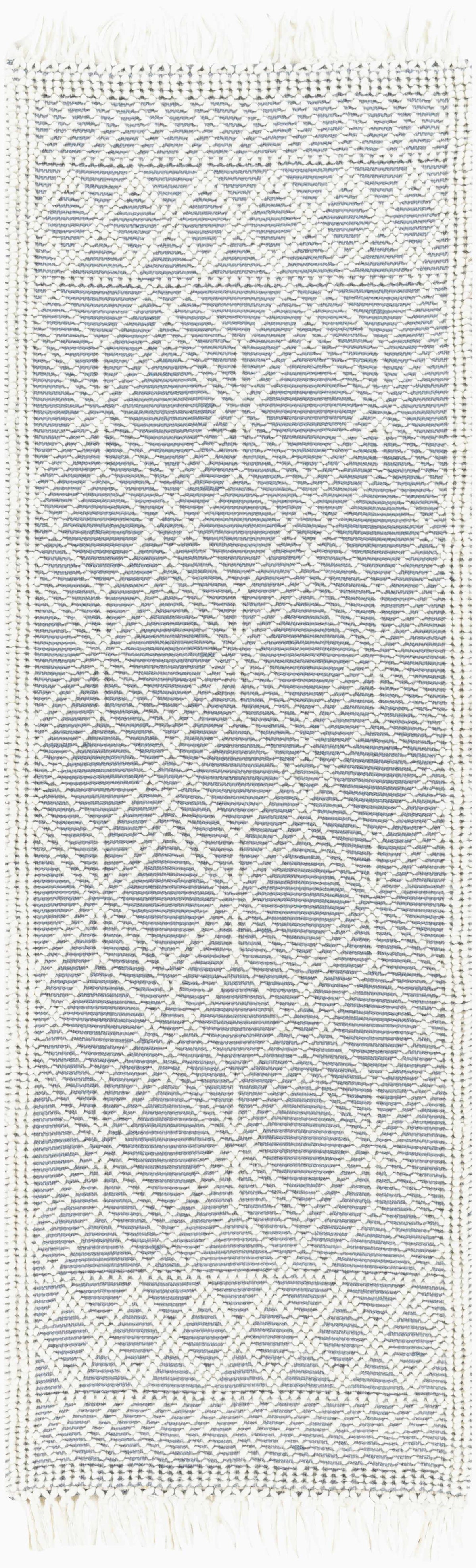 Ramsbury Denim Blue Trellis Rug Hand Woven Wool Blend