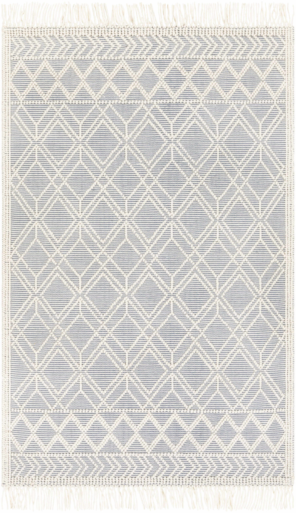 Ramsbury Denim Blue Trellis Rug Hand Woven Wool Blend