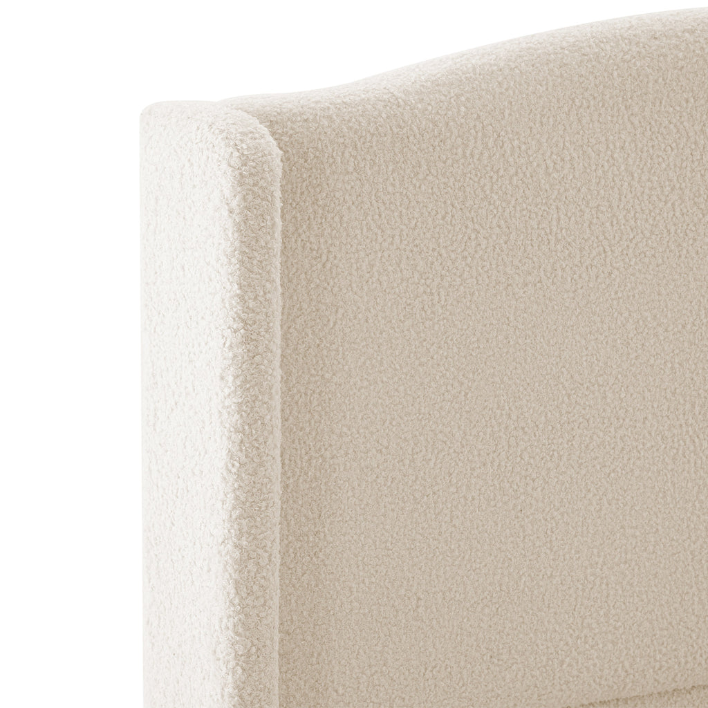 Novara Plush King Bed Frame With Teddy Velvet Upholstery