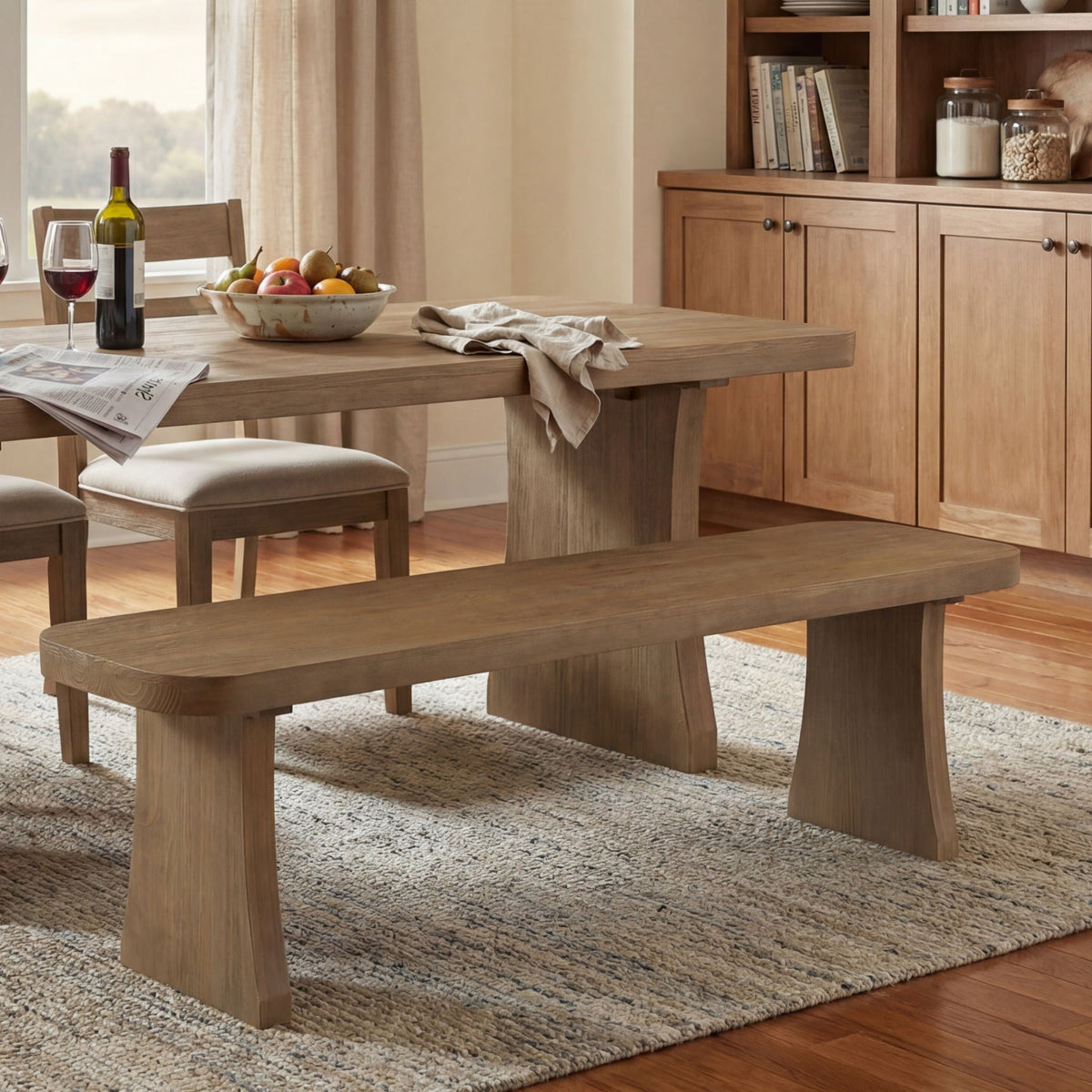 Artisan Oak Solid Pine Indoor Dining Bench Rustic Finish
