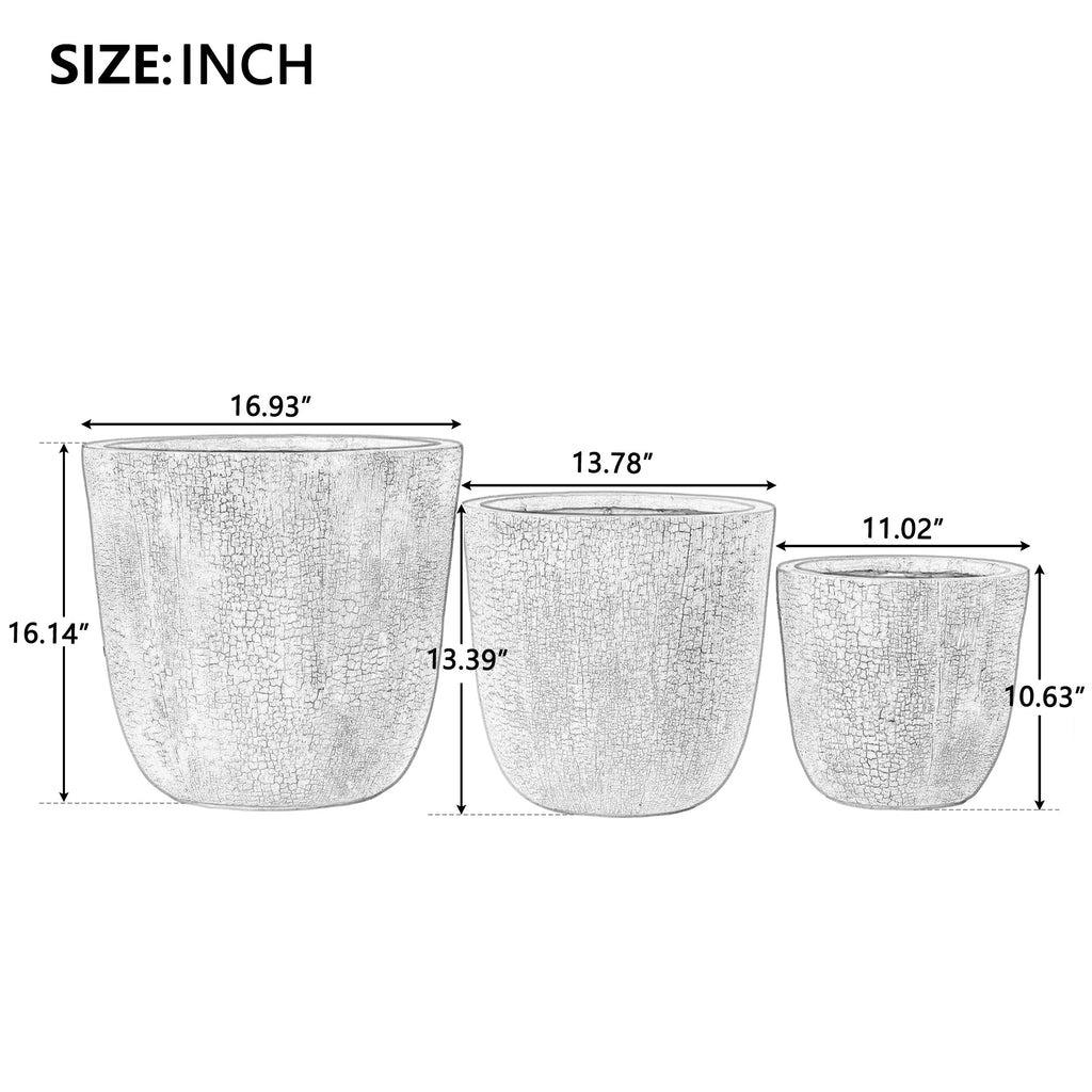 U_STYLE Lightweight MGO Planter With Natural Stone Finish Set of 3