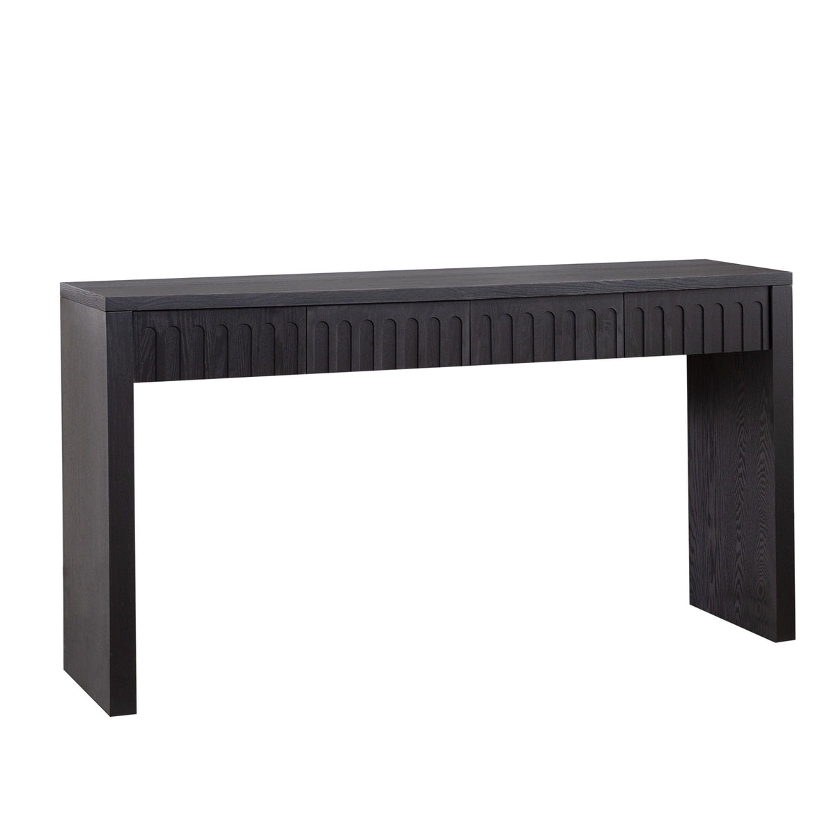 Vivante Modern Console Table With Four Carved Drawers In Walnut