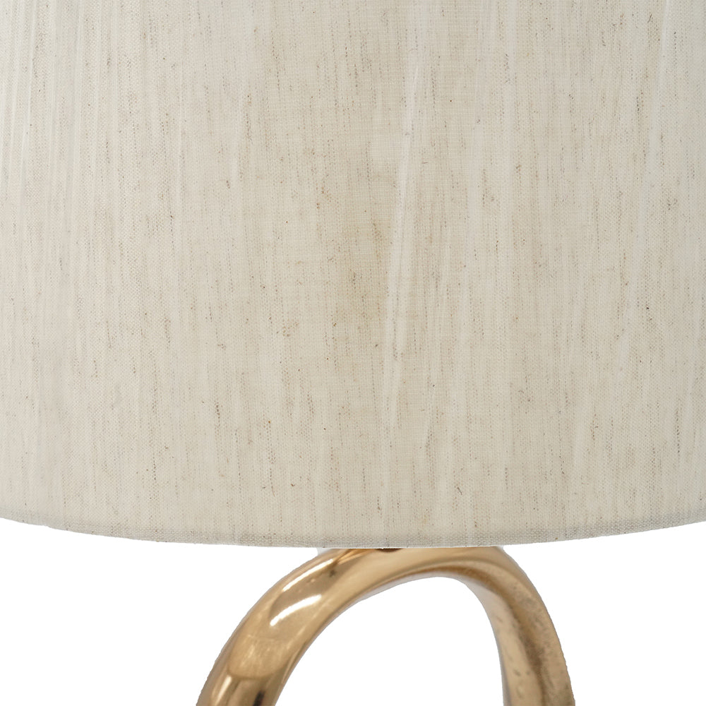 Elara Home D14x28.5 Oval Cutout Table Lamp With Cream Linen Shade