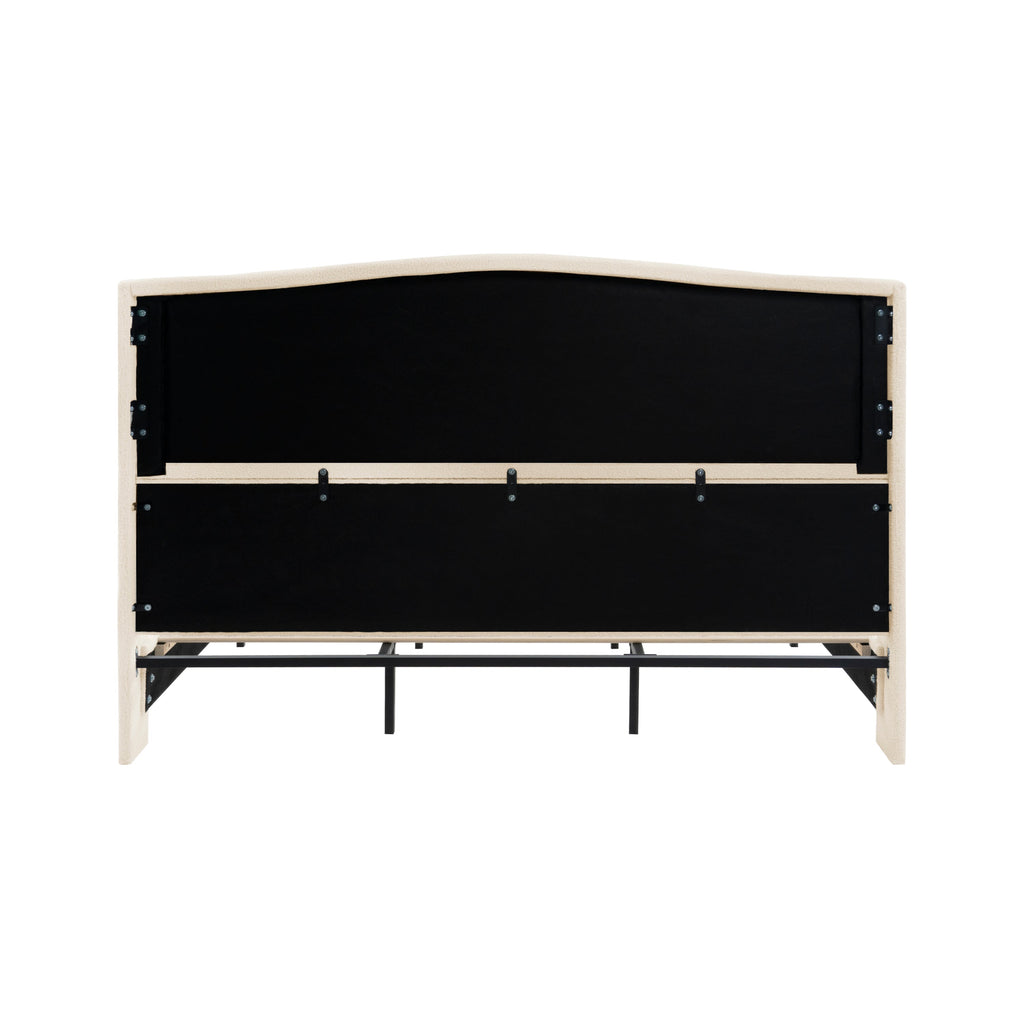 Novara Plush King Bed Frame With Teddy Velvet Upholstery