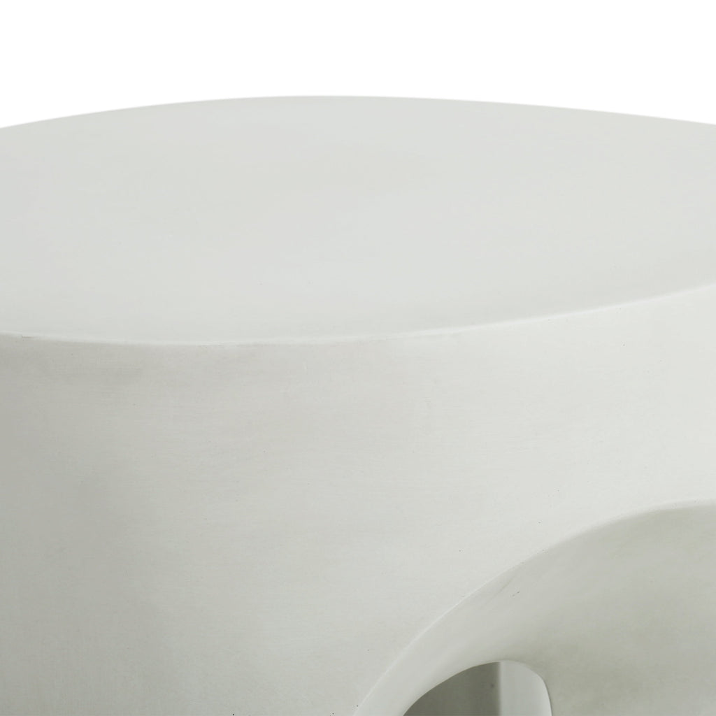 AriaLiving Antique White Lightweight Concrete Round Side Table