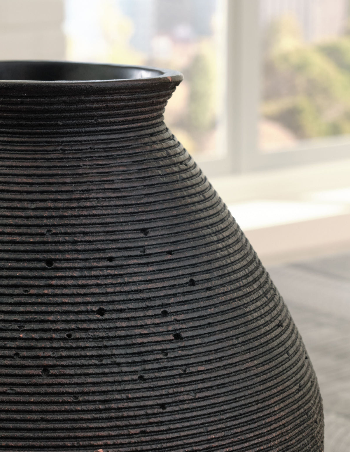 Hannela Artisanal Ribbed Vase Antique Brown Centerpiece