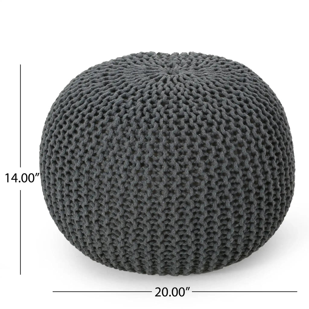 Savona Versatile Knitted Cotton Bordeaux Round Pouf