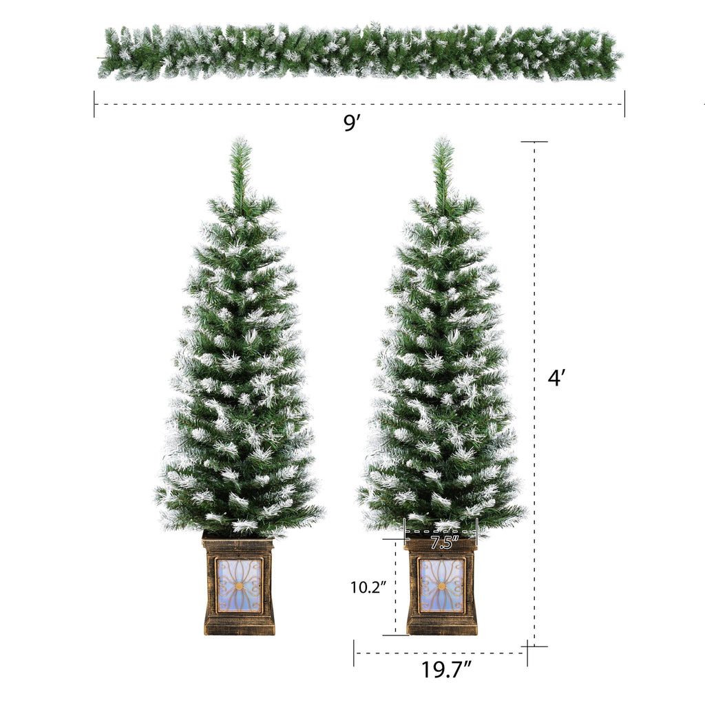 Everwood Led Christmas Wreath And Entrance Trees Set White Green
