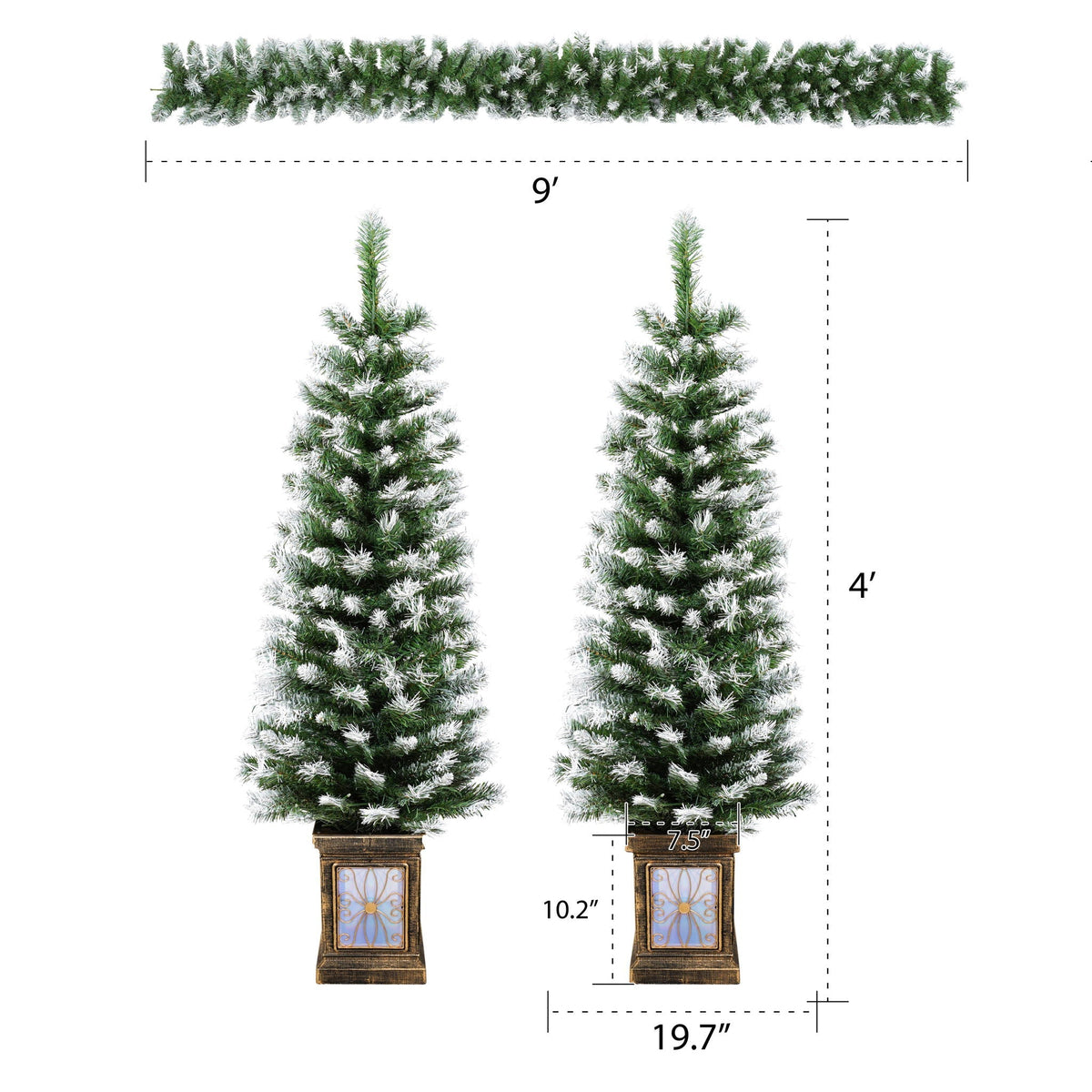 Everwood Led Christmas Wreath And Entrance Trees Set White Green