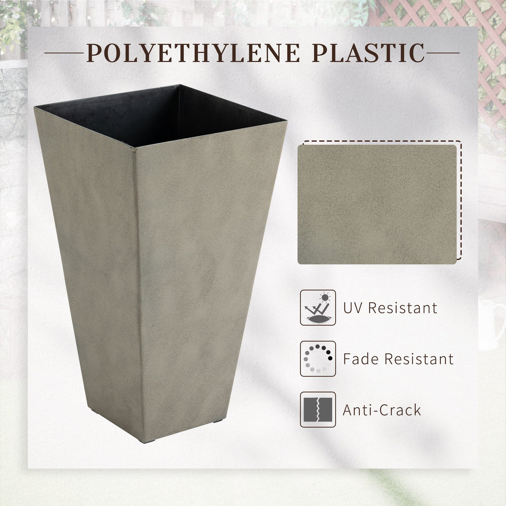 Outsunny Set Of 3 Square Tall Planters With Drainage Gray