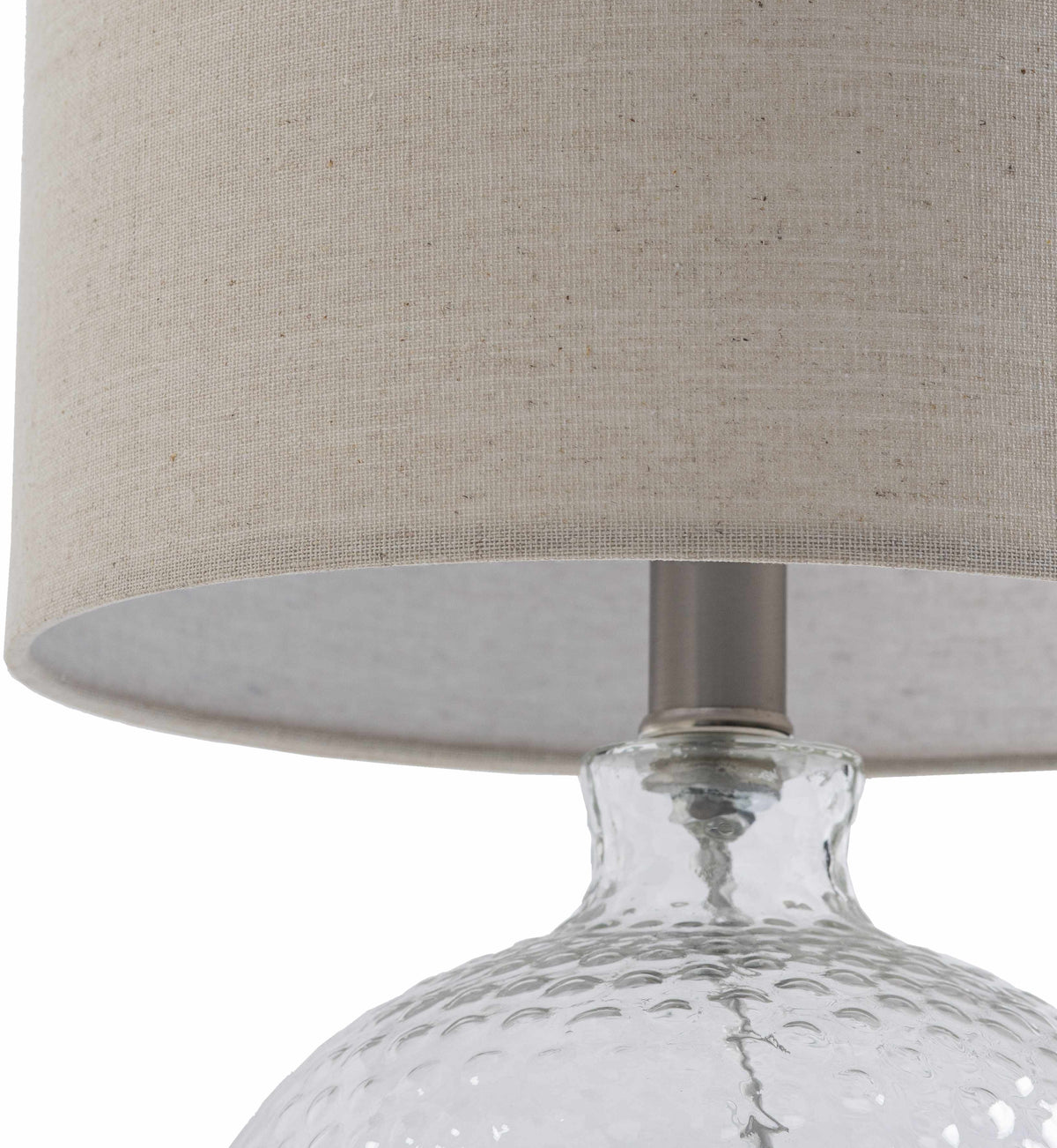 Enetai Clear Glass Table Lamp With Soft Linen Shade