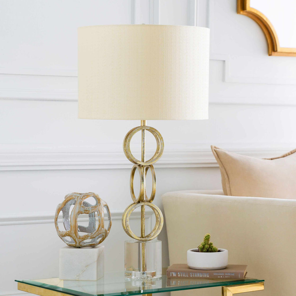 Zell Polished Gold Crystal Table Lamp With Three Way Switch