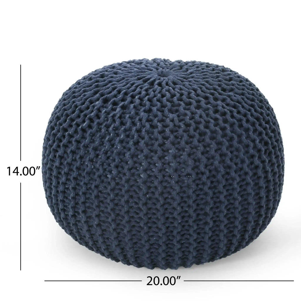 Luma Living Bordeaux Knitted Cotton Round Pouf Ottoman