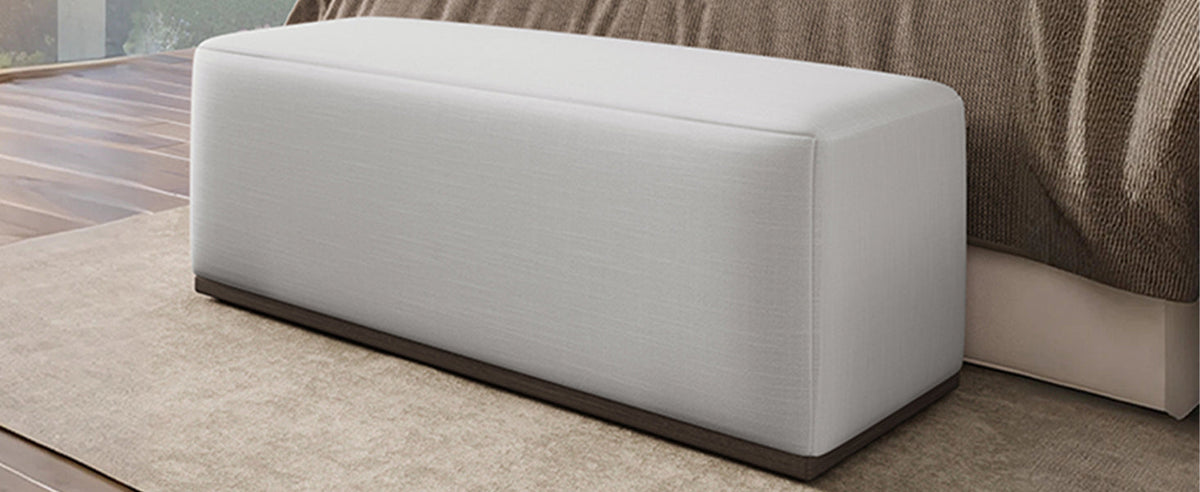 Avenna Minimalist Footstool Bench With Cream Fabric