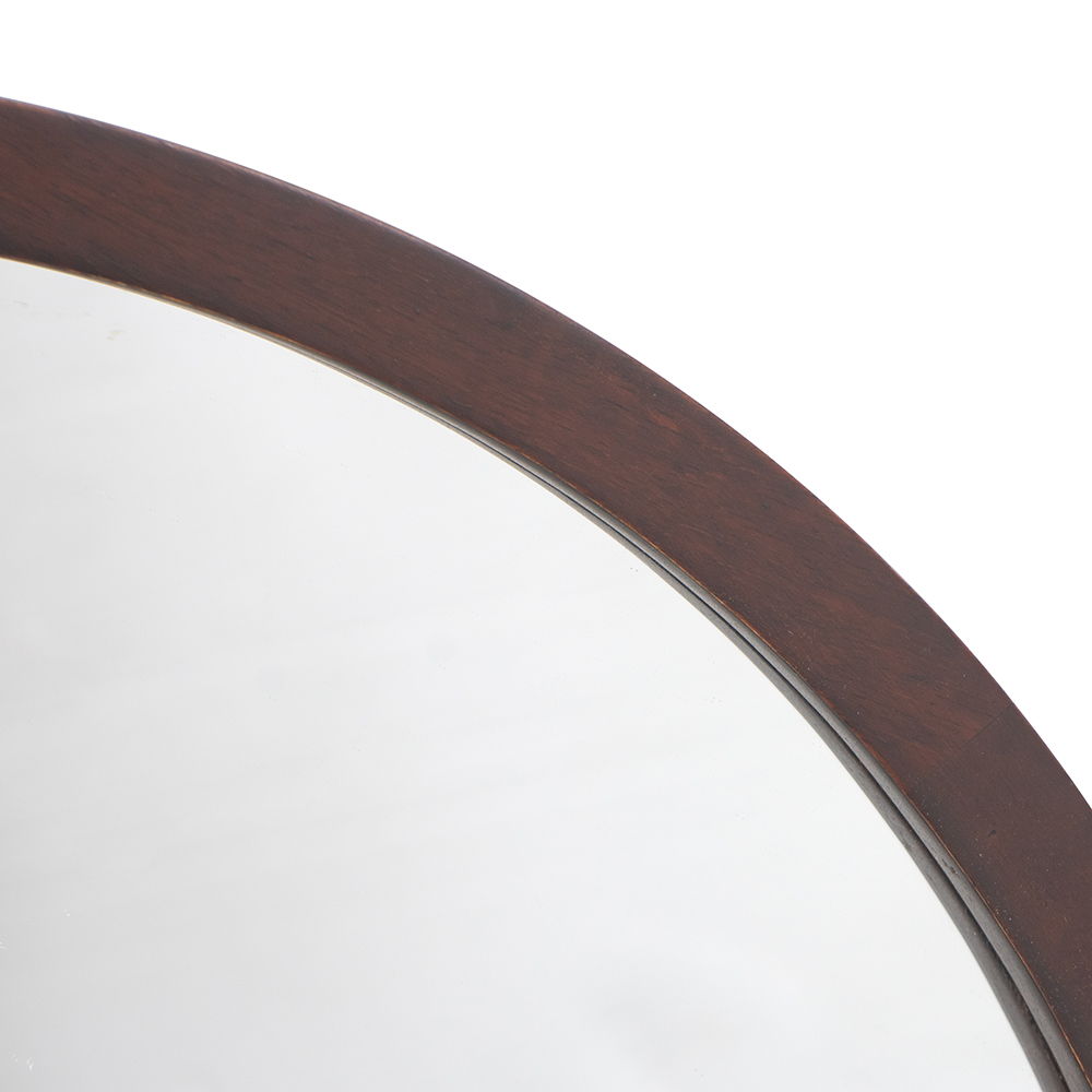 NobleFrame Dark Brown Round Wall Mirror Elegant Wood Frame