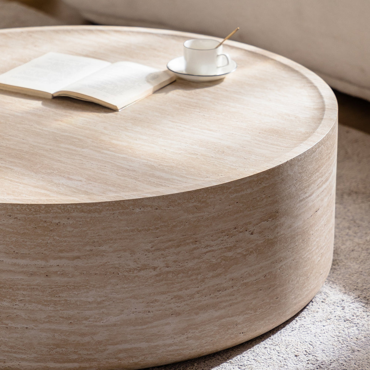 LuxeLiving 40 Inch Round Coffee Table With Mars Pattern Finish