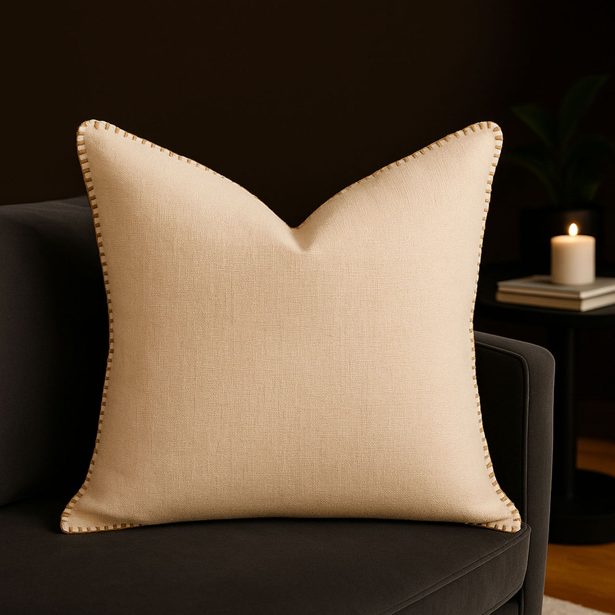 Homey Cozy Decorative Stitching Throw Pillow In Ivory