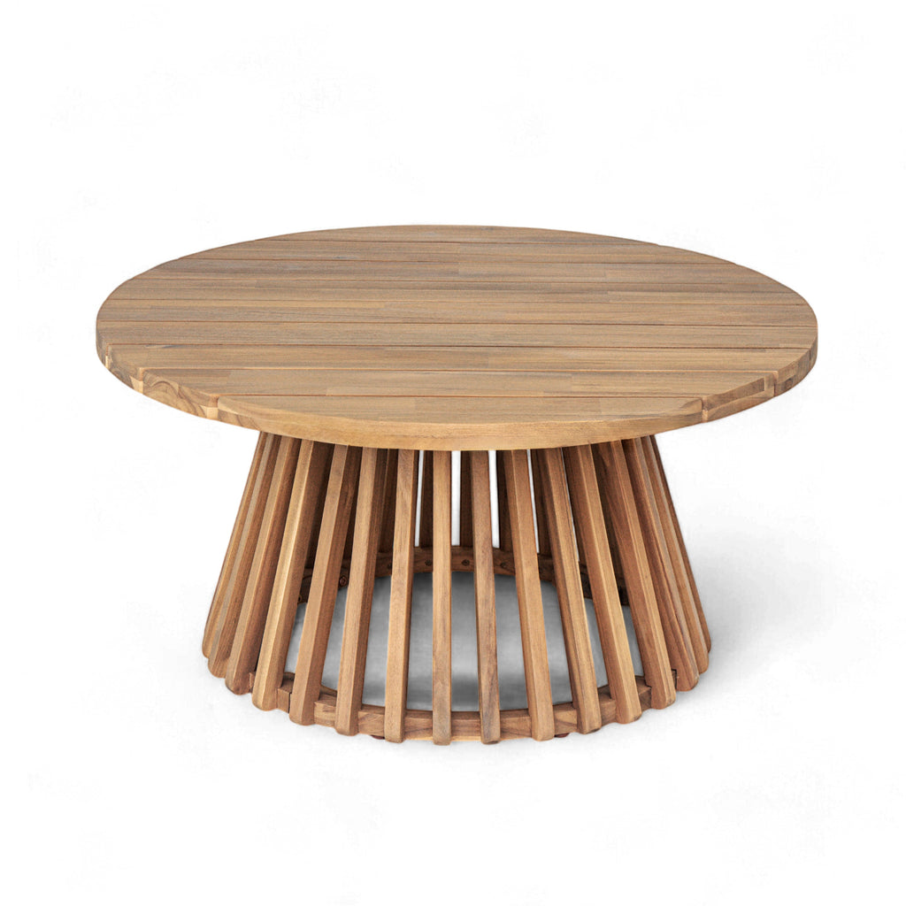 Aura Acacia Wood Patio Coffee Table With Layered Base