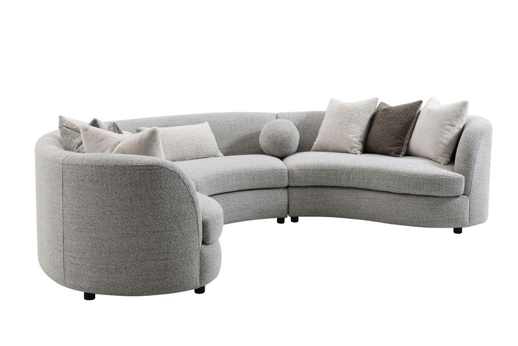 Ivria Gray Boucle Sectional Sofa With Nine Throw Pillows