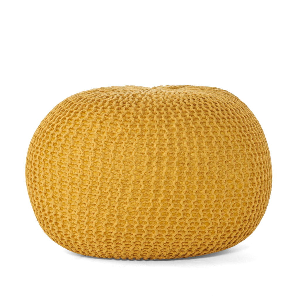 Savona Versatile Knitted Cotton Bordeaux Round Pouf