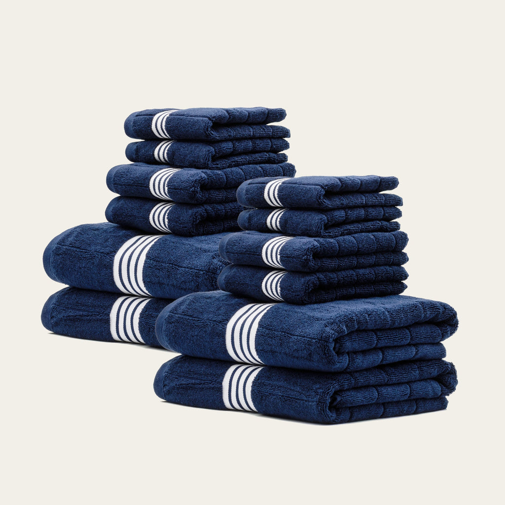 Nautilus 600 GSM Australian Cotton Towel Navy Blue Striped