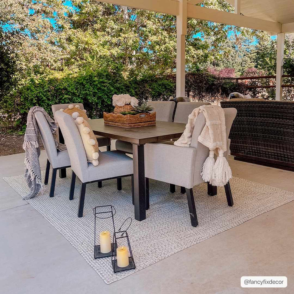 Bargo Beige Braided Faux Jute Weather Resistant Outdoor Rug