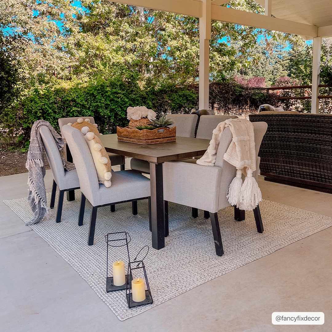 Bargo Beige Braided Faux Jute Weather Resistant Outdoor Rug