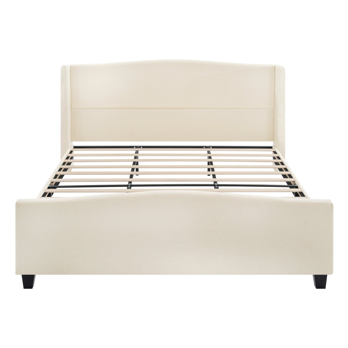 Novara Plush King Bed Frame With Teddy Velvet Upholstery