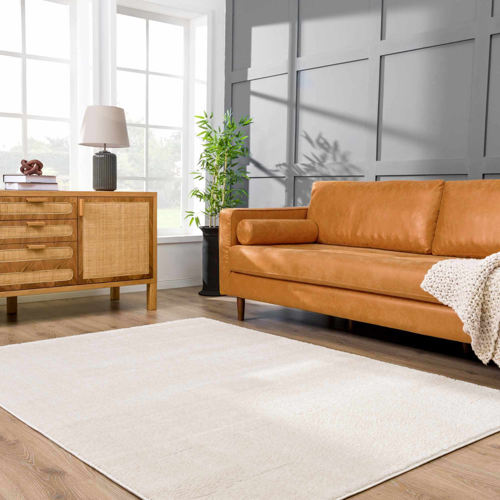 Koume Ivory High Pile Plush Area Rug For Living Room