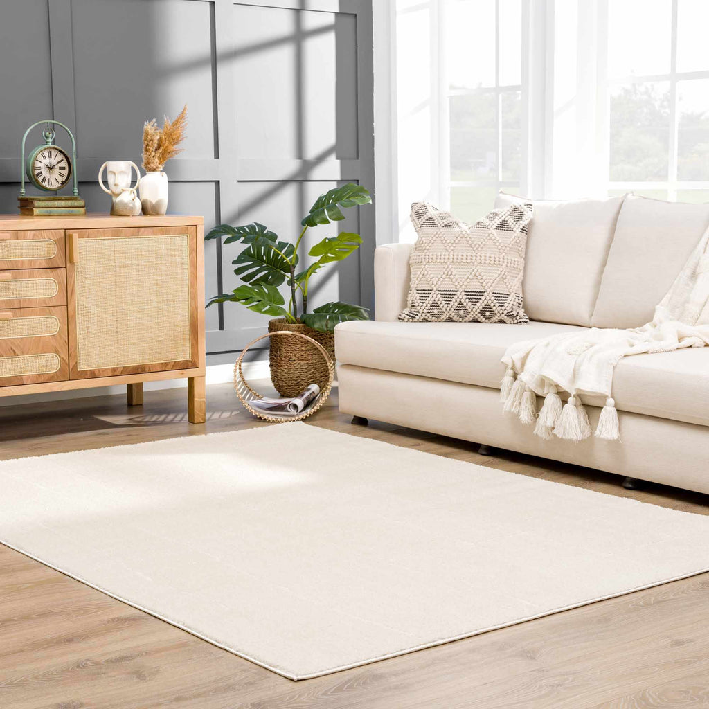 Koume Ivory High Pile Plush Area Rug For Living Room