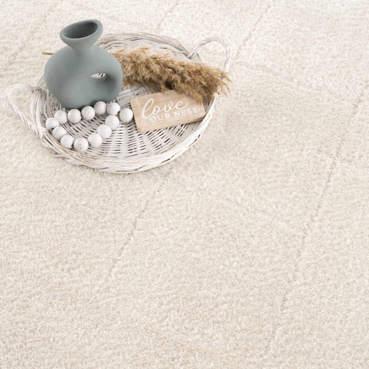 Koume Ivory High Pile Plush Area Rug For Living Room