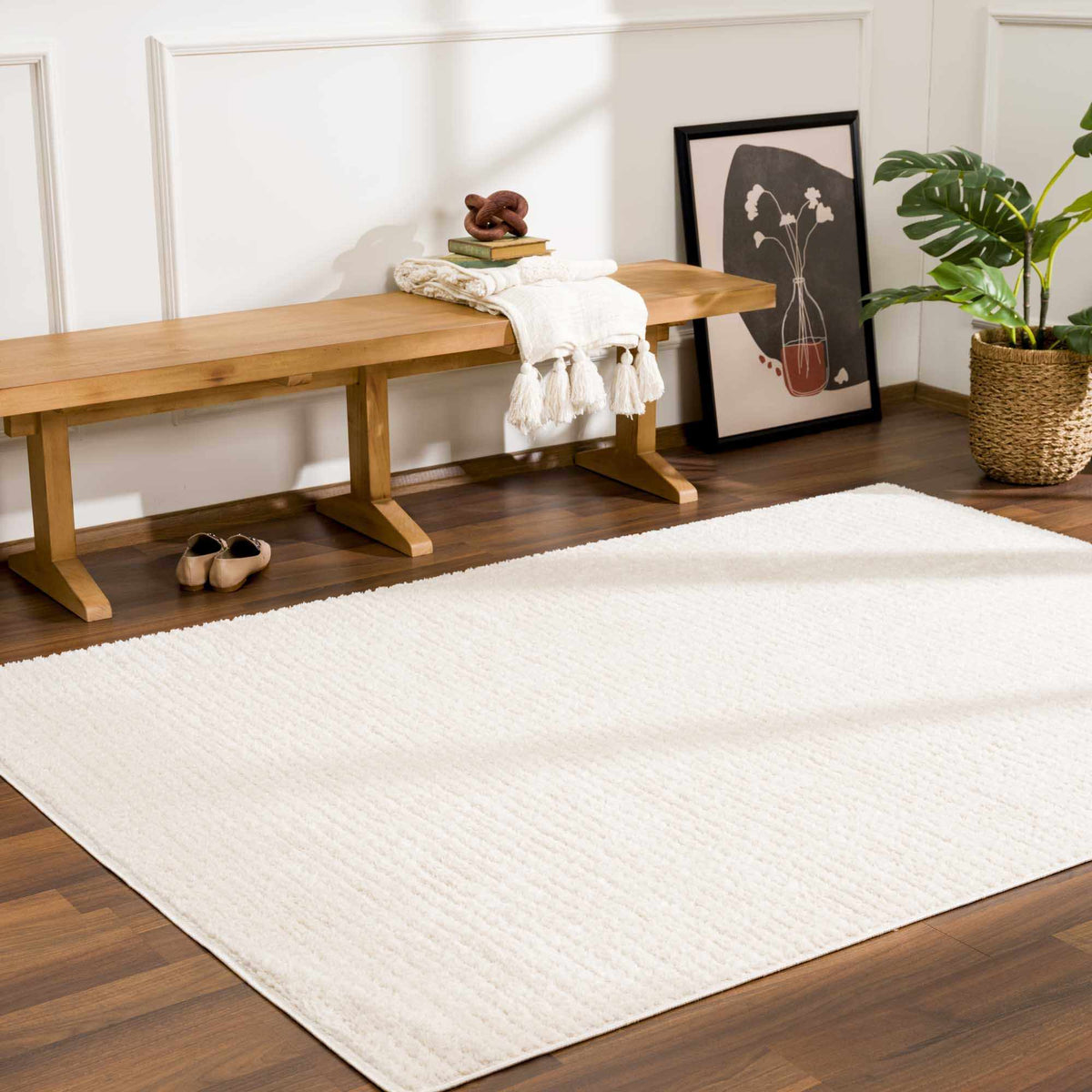 Sterling Home Keita Ivory High Pile Geometric Rug