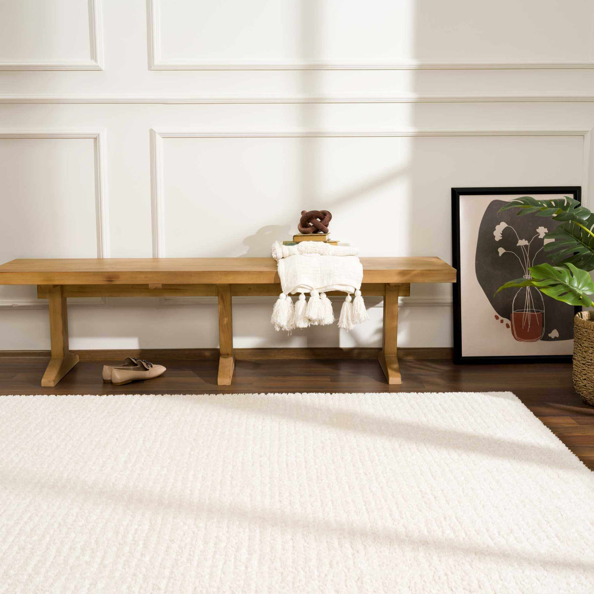 Sterling Home Keita Ivory High Pile Geometric Rug