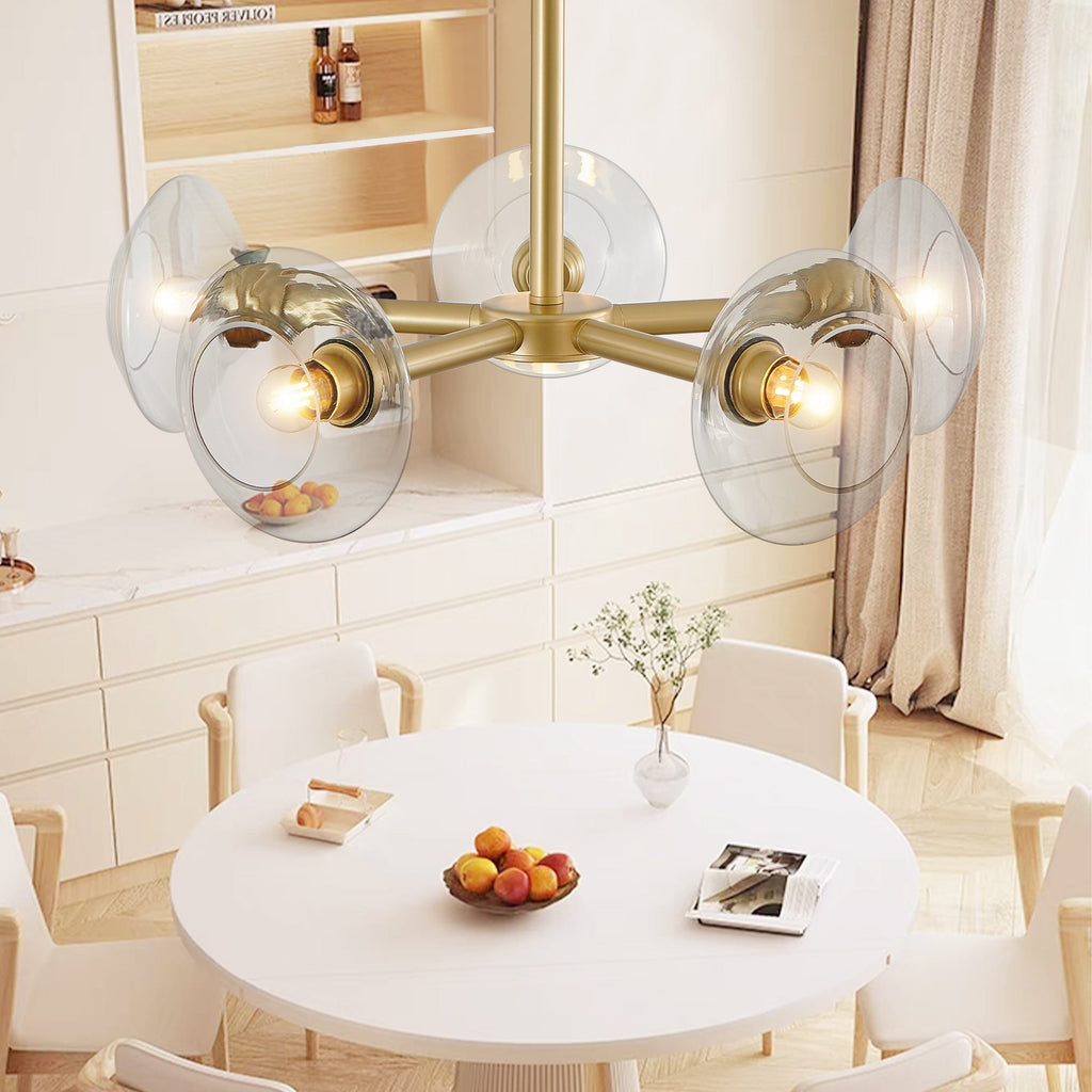 Luxora 26 Inch Modern Gold Five Light Sputnik Chandelier