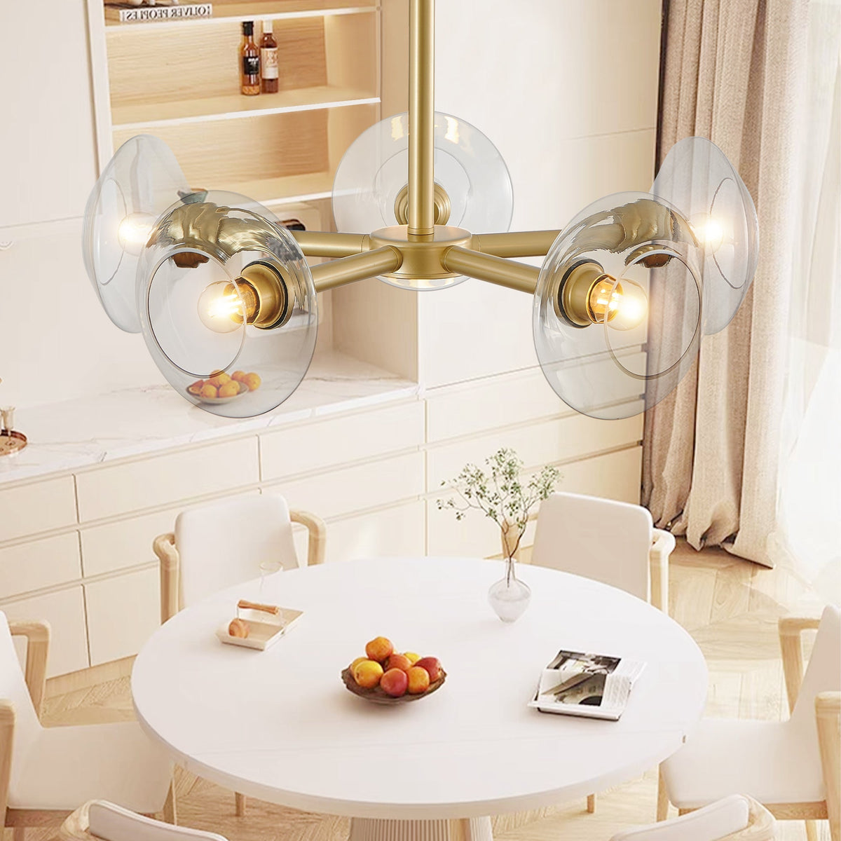 Luxora 26 Inch Modern Gold Five Light Sputnik Chandelier
