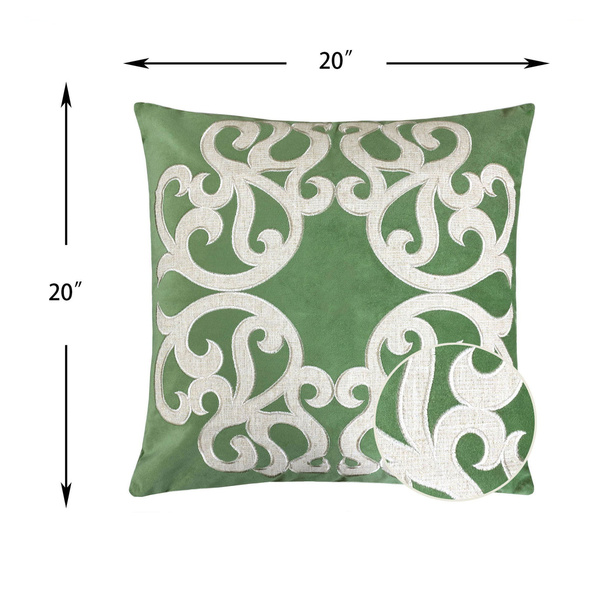 Dora Vintage Vine Green Pillow Covers Set Of 2 With Hidden Zipper