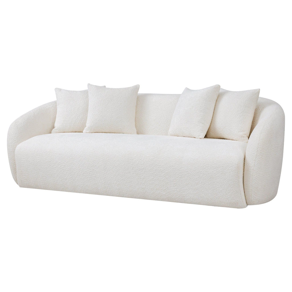 Linden Premium Mid Century Sofa Ivory Boucle Fabric