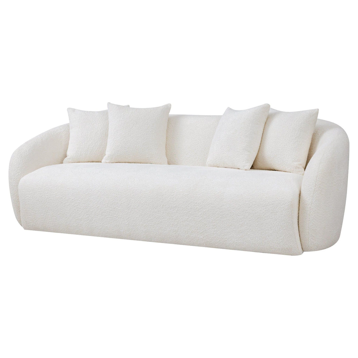 Linden Premium Mid Century Sofa Ivory Boucle Fabric