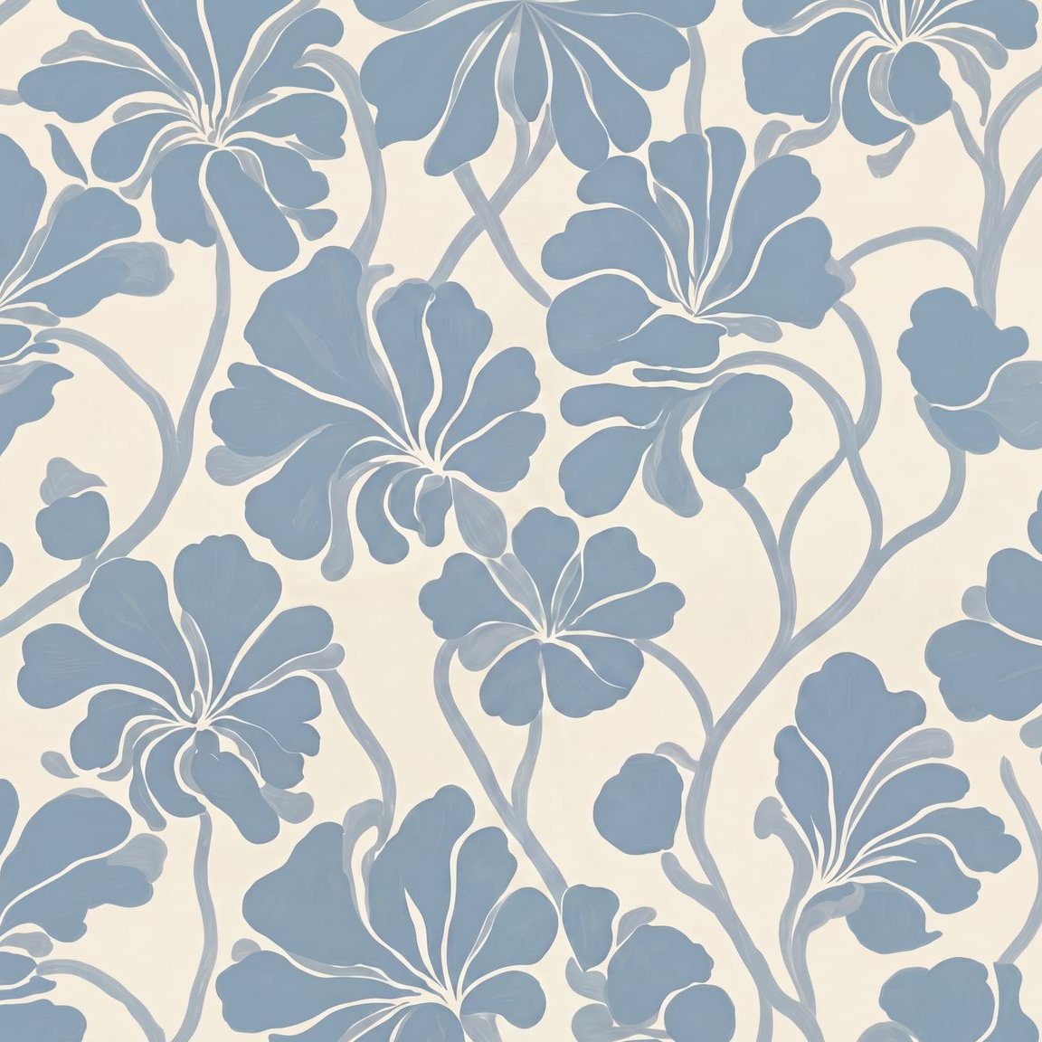 Fleurish Wall Blush Original Soft Blue Floral Wallpaper