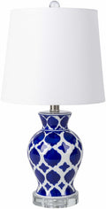 Pangian White And Blue Ceramic Table Lamp With Crystal Base