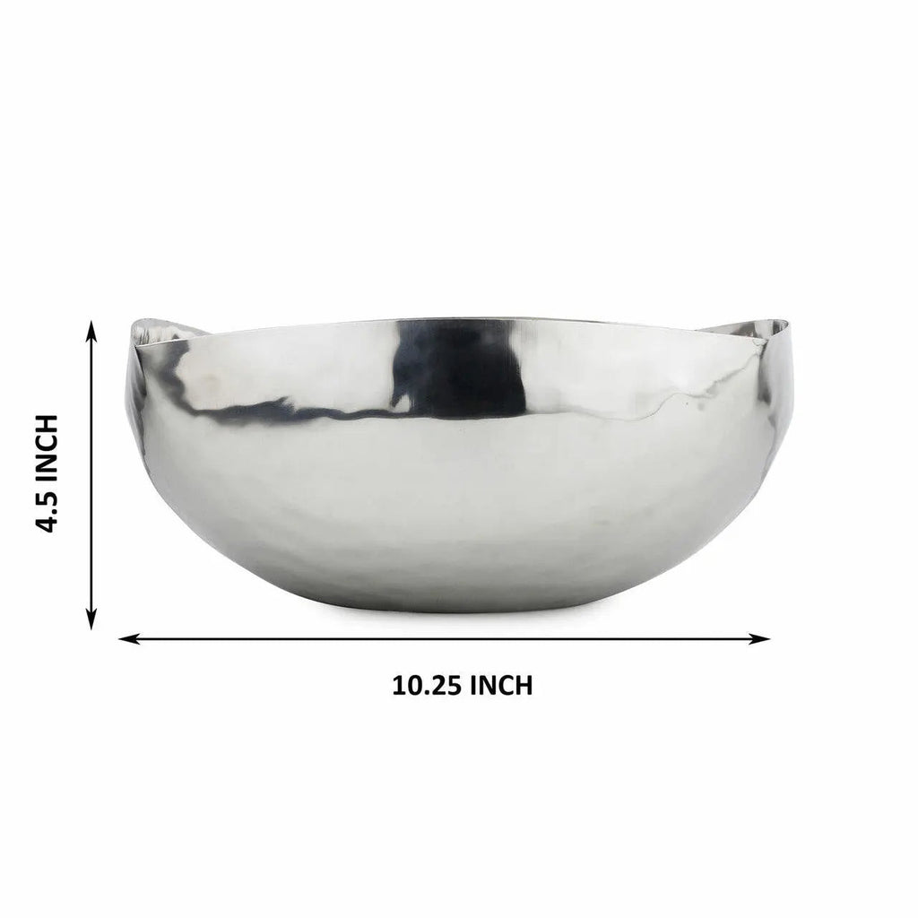 Kova 11 Inch Hand Hammered Polished Stainless Steel Bowl