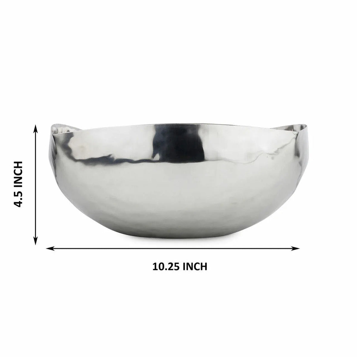 Kova 11 Inch Hand Hammered Polished Stainless Steel Bowl