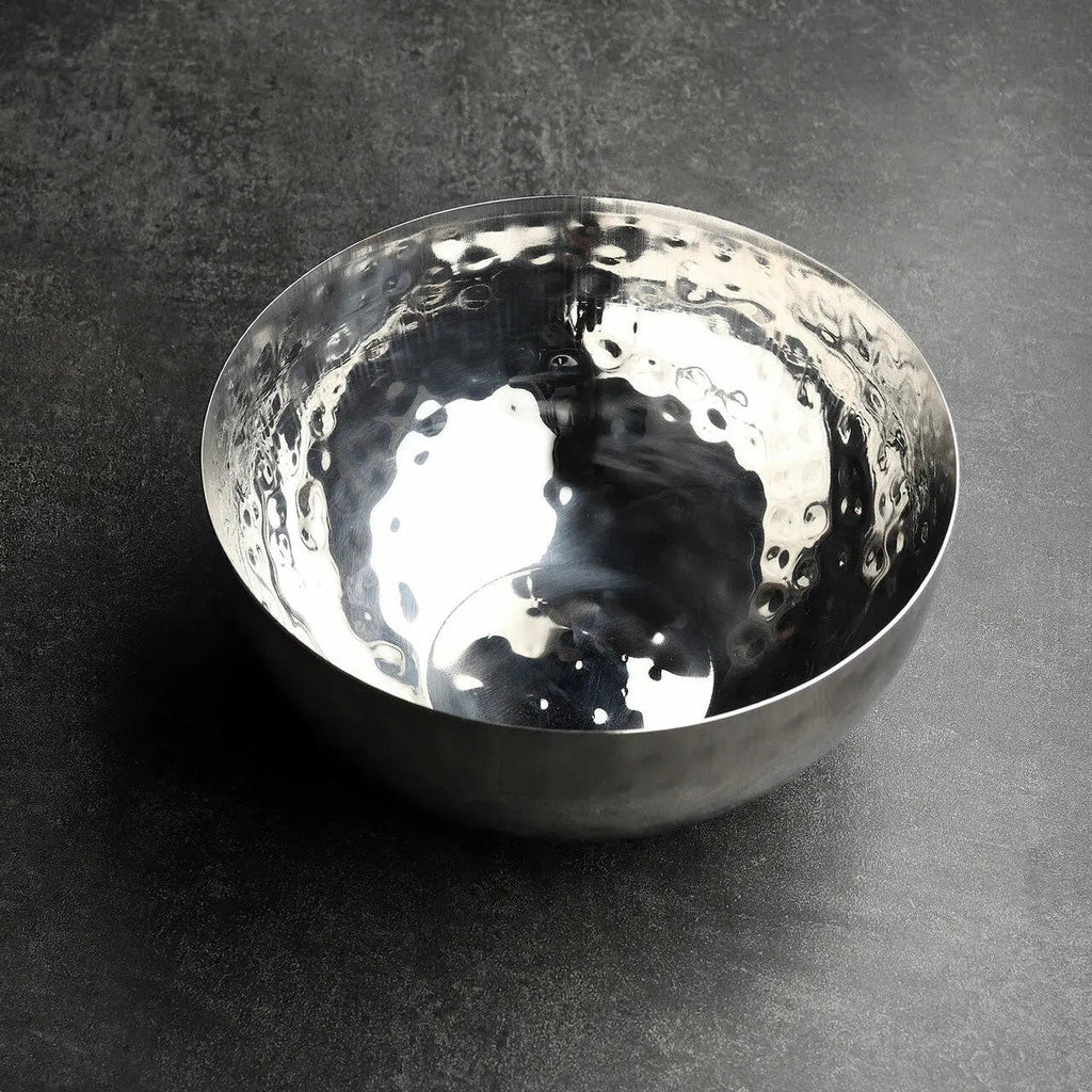 Aria Hand Hammered 8 Inch Polished Stainless Steel Fruit Bowl