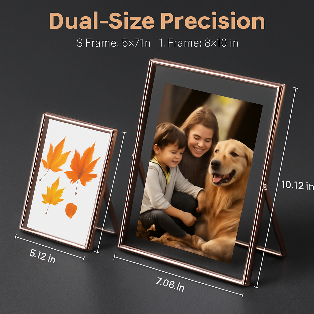Crestwell Rose Gold Picture Frame Set With Dual 5x7 And 8x10 Sizes