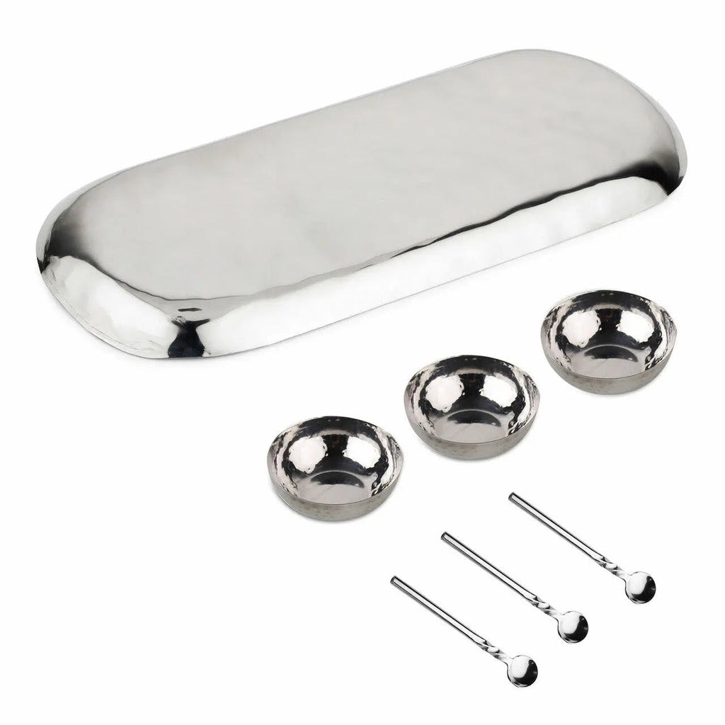 Artisan Hammered Stainless Steel 7 Piece Condiment Set
