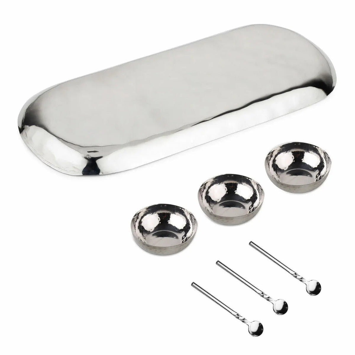 Artisan Hammered Stainless Steel 7 Piece Condiment Set