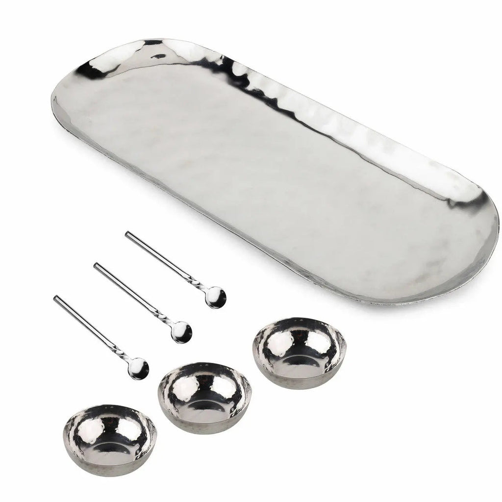 Artisan Hammered Stainless Steel 7 Piece Condiment Set