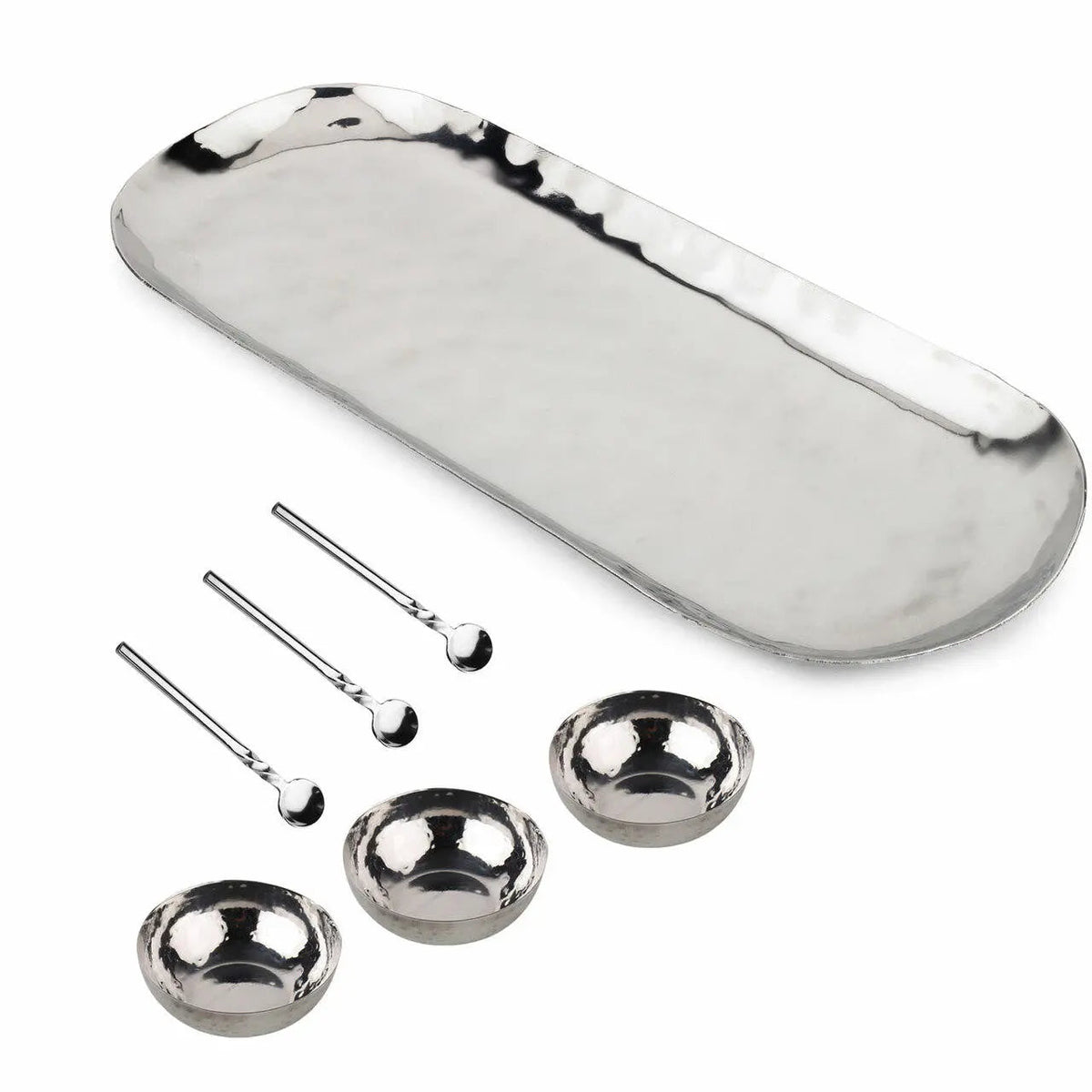 Artisan Hammered Stainless Steel 7 Piece Condiment Set