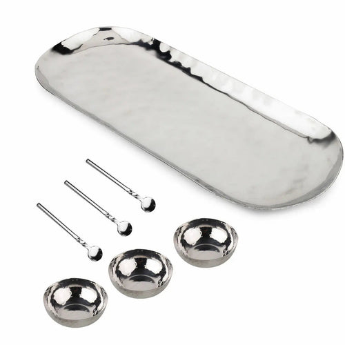 Artisan Hammered Stainless Steel 7 Piece Condiment Set