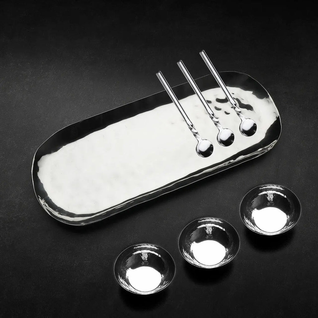 Artisan Hammered Stainless Steel 7 Piece Condiment Set